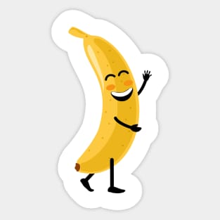 Funny happy cute dancing smiling banana Sticker